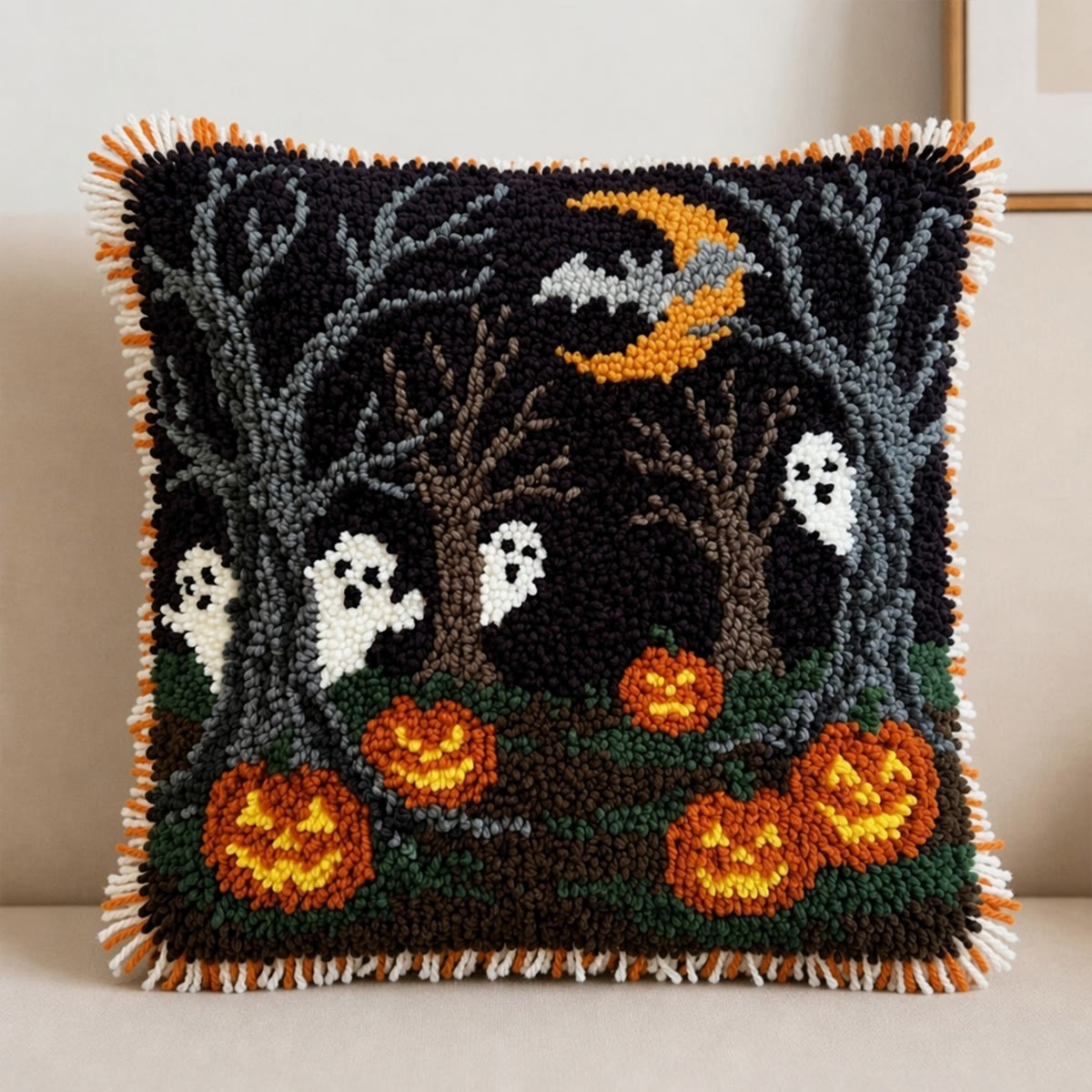 Rubbyoo Latch Hook Pillow Kit - Mysterious Forest | Spooky Season Decor | Cozy Halloween Craft Gift  - image 3