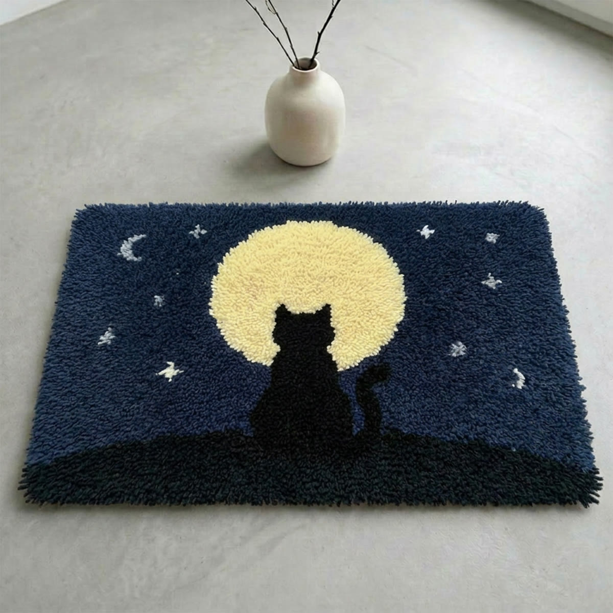 Rubbyoo Latch Hook Rug Kit - Lonely Cat With Moom | Diy Handmade Art |  Tufted Halloween Ornament - image 8