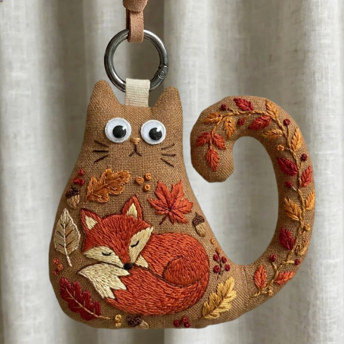 Rubbyoo Cat Embroidery Kit -  Sleeping Red Fox | Handmade Gift For Friend |  Everyday Bag Accessory - 6 inches hoop kit - image 1
