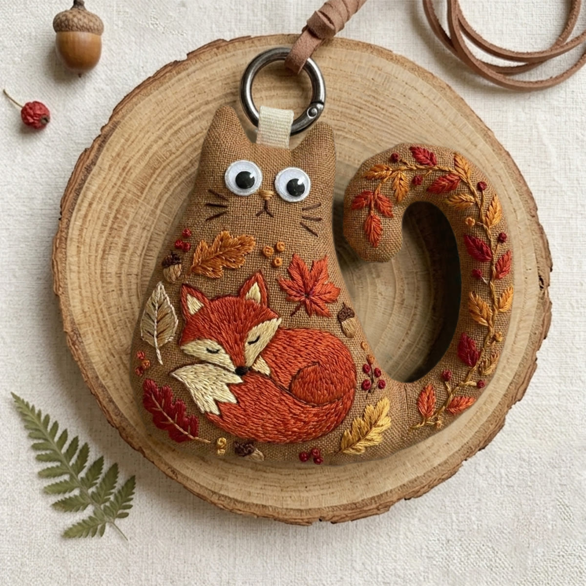 Rubbyoo Cat Embroidery Kit -  Sleeping Red Fox | Handmade Gift For Friend |  Everyday Bag Accessory - image 2