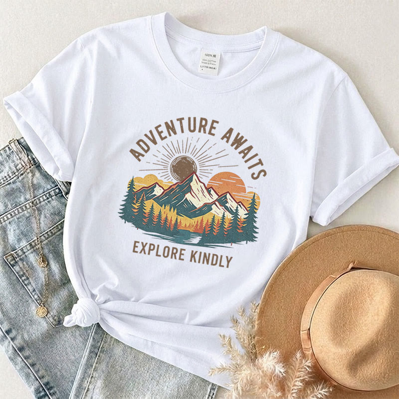 Rubbyoo Aoventure Awaits Graphic Tee - Hiking Camping Tee | Comfort Colors Shirt | Unisex Travel T-shirt - White - 2XL - image 3