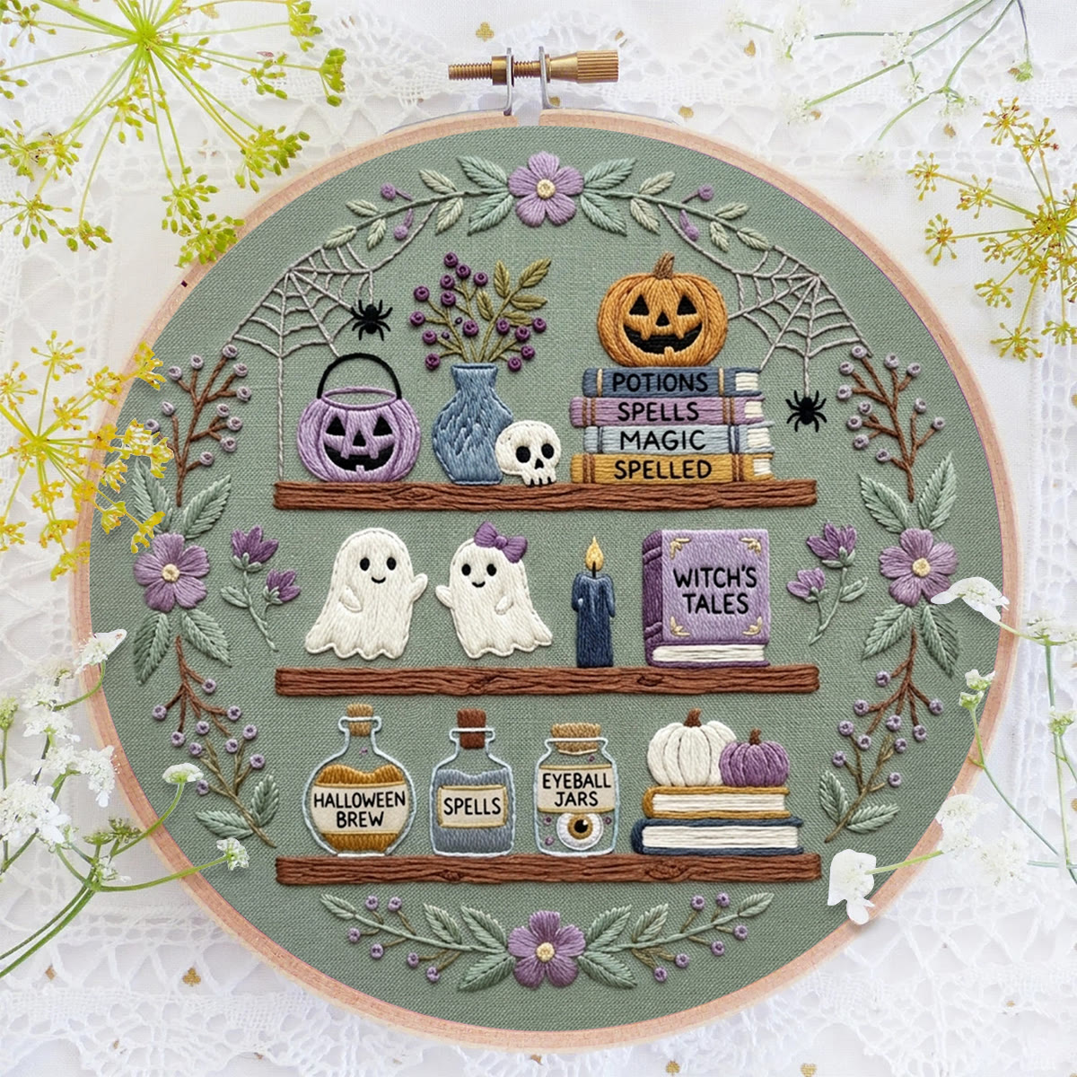 Rubbyoo Embroidery Kit - Ghost Lab | Special Spooky Season Keepsake | Unique Sage Green Ghost Handicraft - image 3