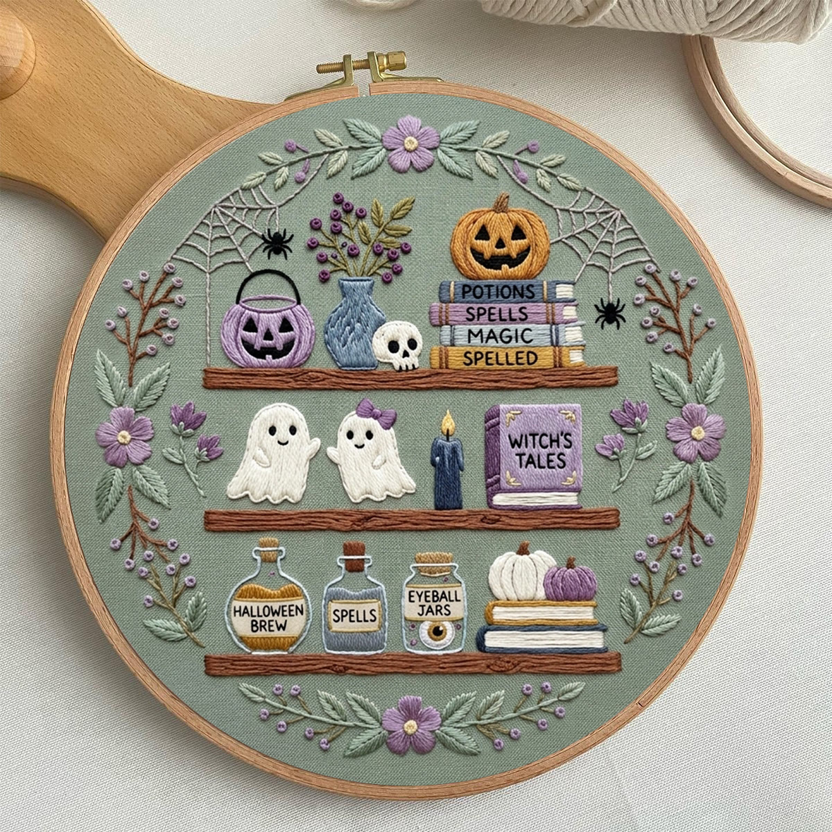 Rubbyoo Embroidery Kit - Ghost Lab | Special Spooky Season Keepsake | Unique Sage Green Ghost Handicraft - image 2