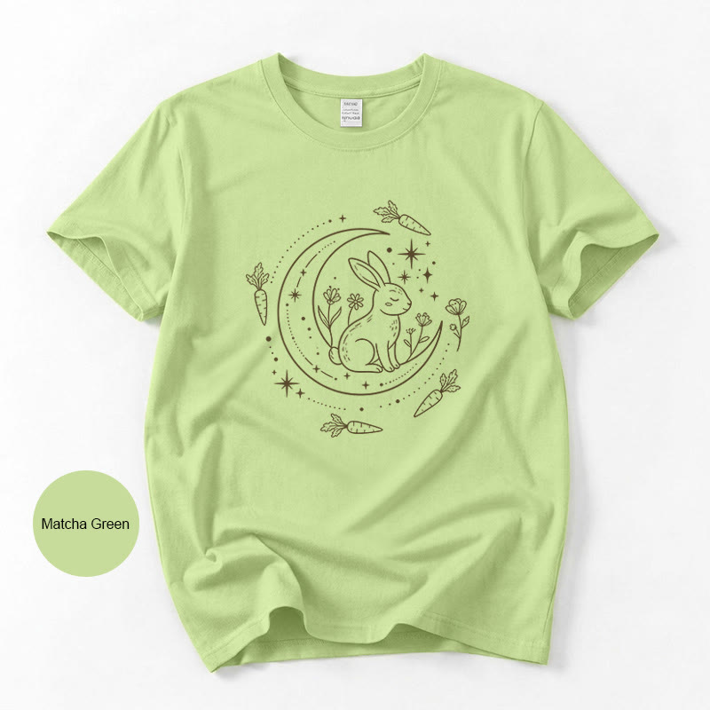 Rubbyoo Celestial Rabbit Graphic Tee  - Fairy-tale Inspired Bunny Pattern | Charming Colorful Crewneck Cloth - image 1