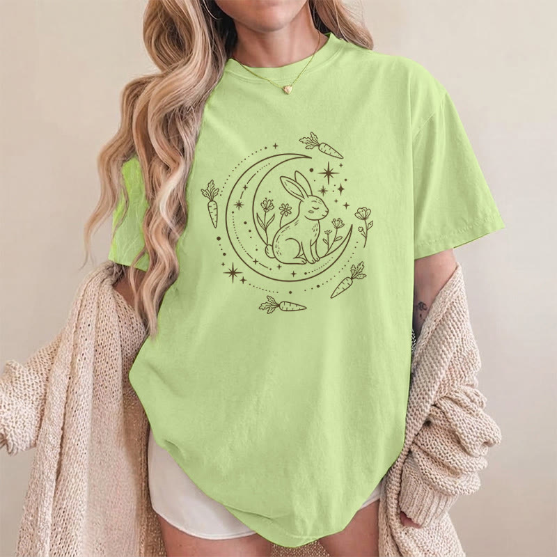 Rubbyoo Celestial Rabbit Graphic Tee  - Fairy-tale Inspired Bunny Pattern | Charming Colorful Crewneck Cloth - image 14