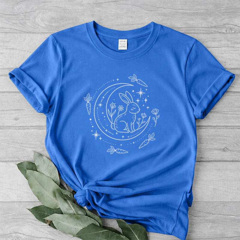 Rubbyoo Celestial Rabbit Graphic Tee  - Fairy-tale Inspired Bunny Pattern | Charming Colorful Crewneck Cloth - image 13