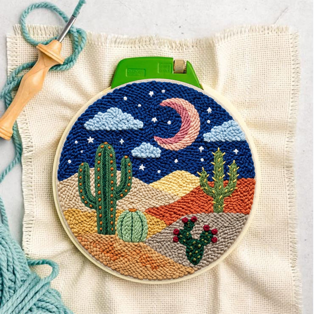 Starry Desert Night  Punch Needle Kit - Celestial Aesthetic Home Accent | Easy-to-do Family Crafting Activity - image 8