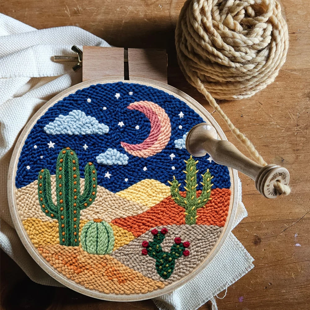 Starry Desert Night  Punch Needle Kit - Celestial Aesthetic Home Accent | Easy-to-do Family Crafting Activity - image 5