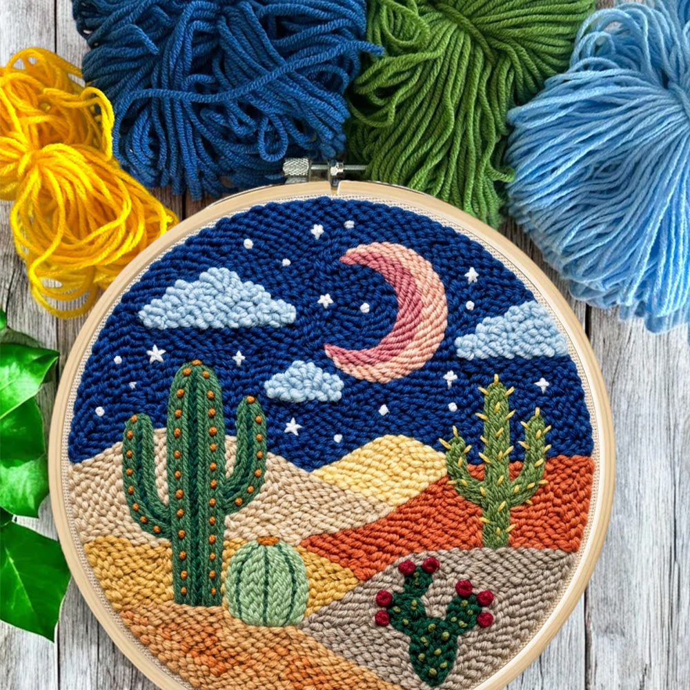 Starry Desert Night  Punch Needle Kit - Celestial Aesthetic Home Accent | Easy-to-do Family Crafting Activity - image 9