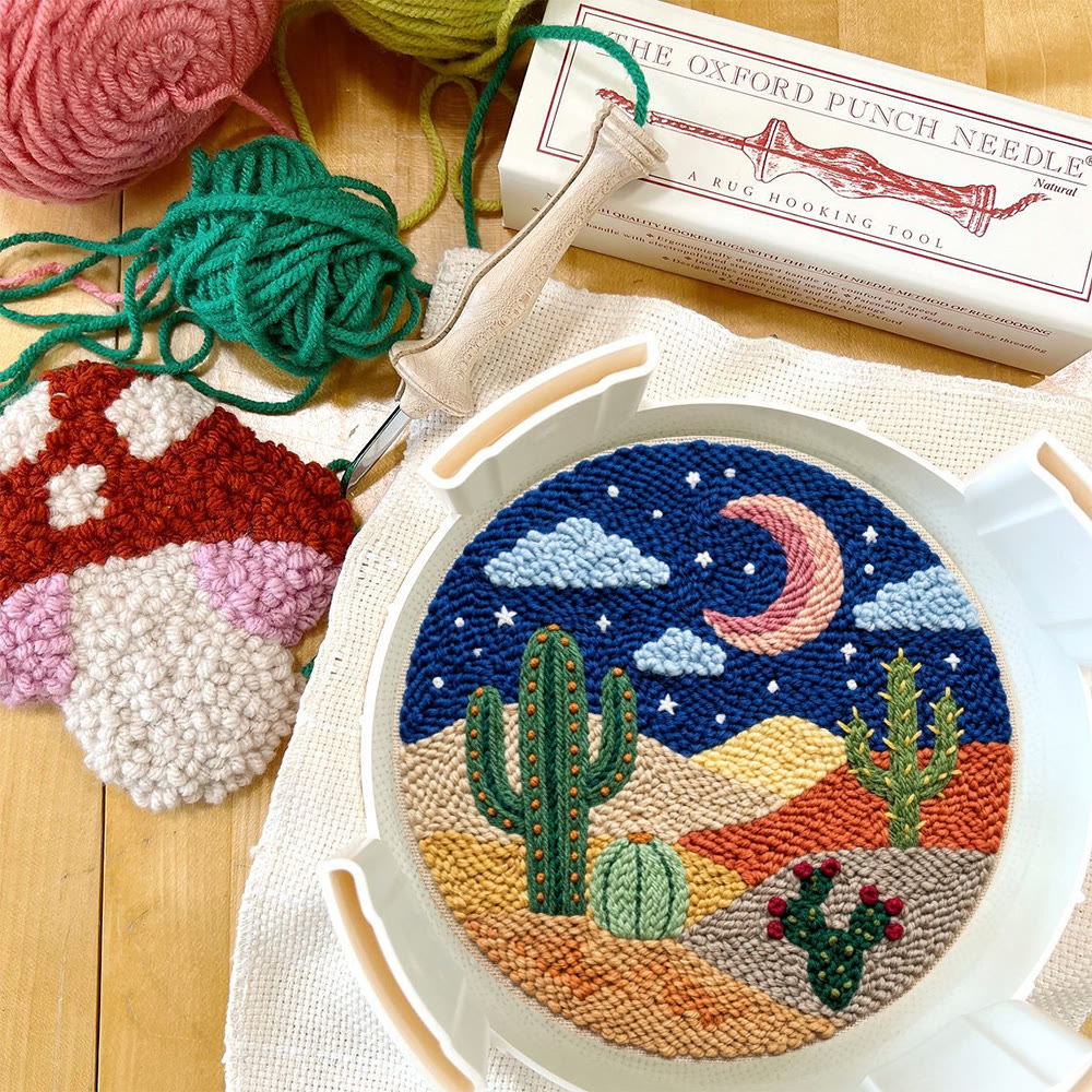 Starry Desert Night  Punch Needle Kit - Celestial Aesthetic Home Accent | Easy-to-do Family Crafting Activity - image 10