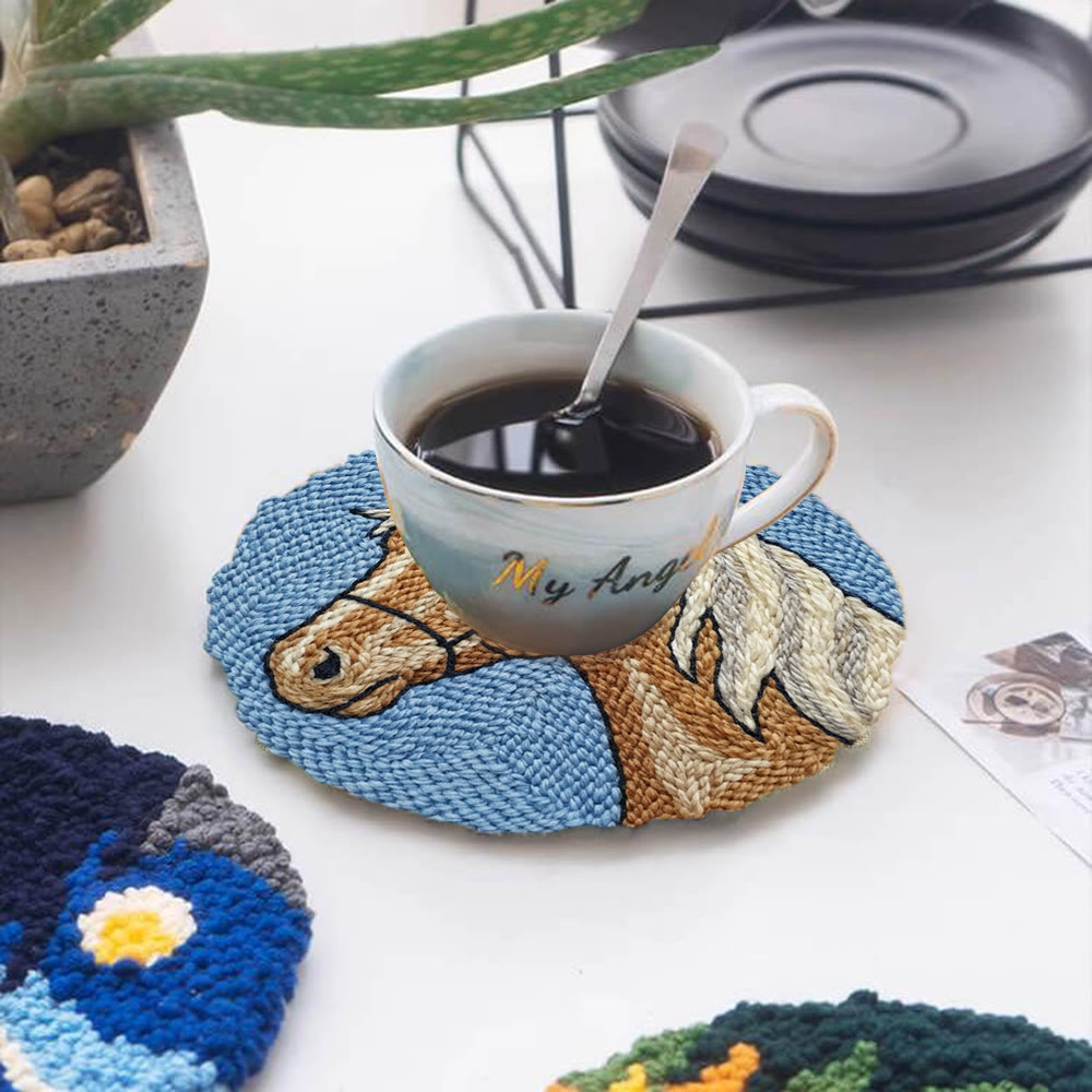 Horse Portrait  Punch Needle Kit - Handmade Western Vibe Craft | Creative Gift For Horse Lover - 5 inch Coaster Kit - image 12