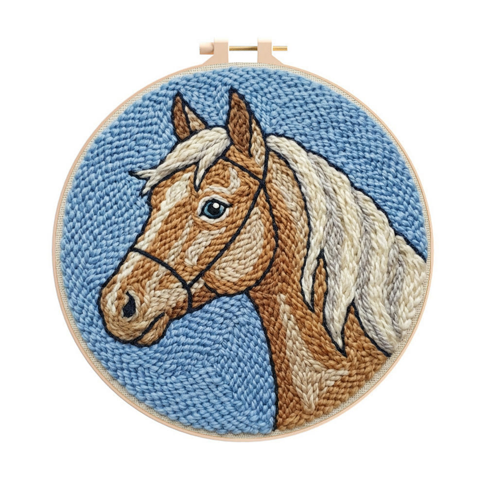 Horse Portrait  Punch Needle Kit - Handmade Western Vibe Craft | Creative Gift For Horse Lover - 8 inch Hoop Kit - image 1
