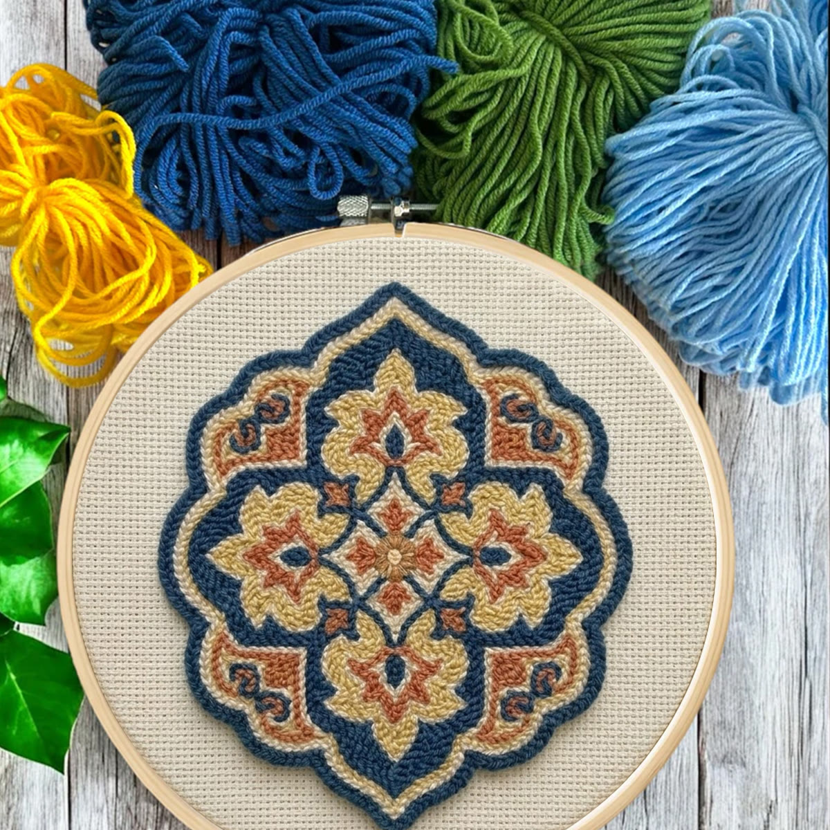 Boho Flowers Punch Needle Kit - Beginner-Friendly Sewing Project | Unique Rustic Coaster Kit - image 5