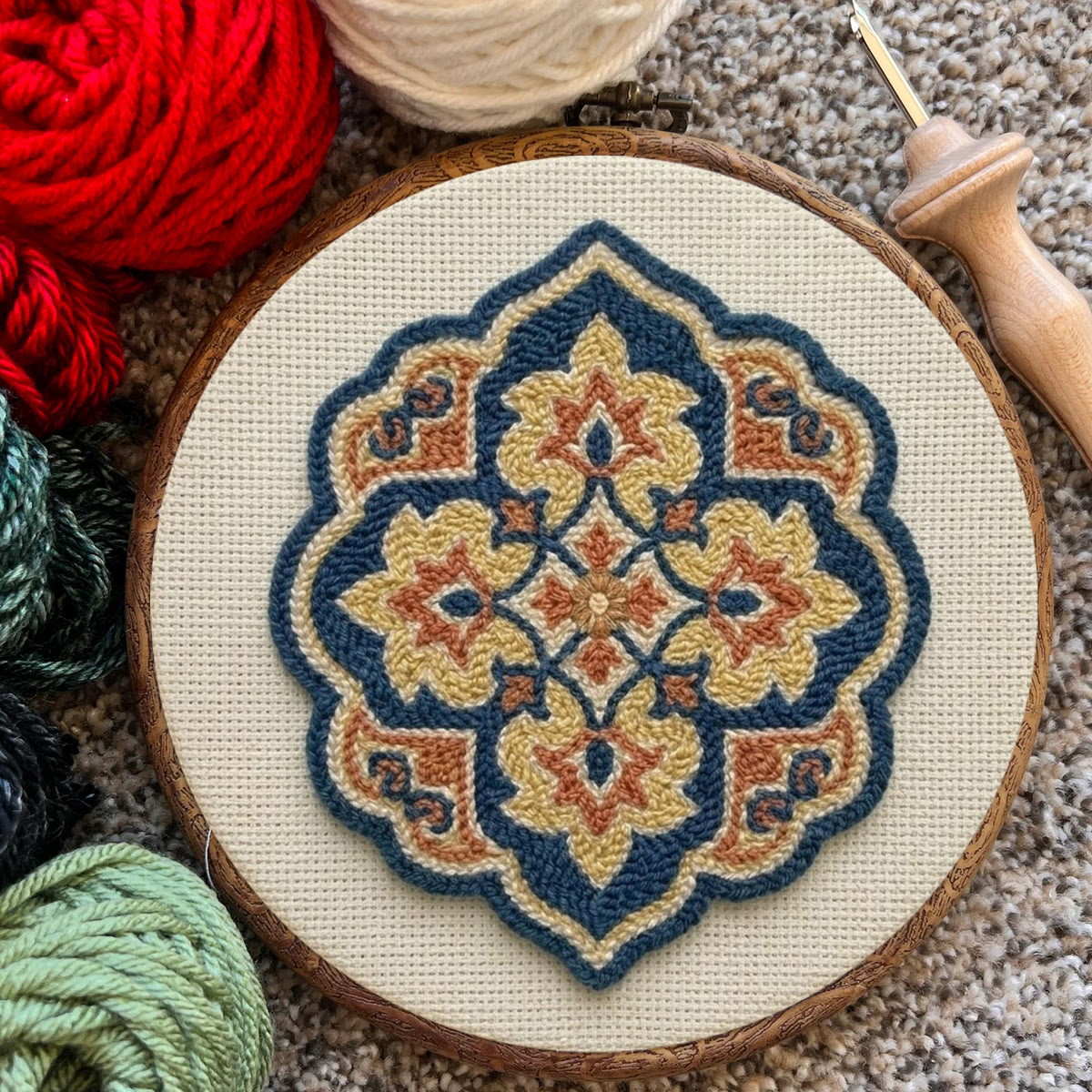 Boho Flowers Punch Needle Kit - Beginner-Friendly Sewing Project | Unique Rustic Coaster Kit - image 4