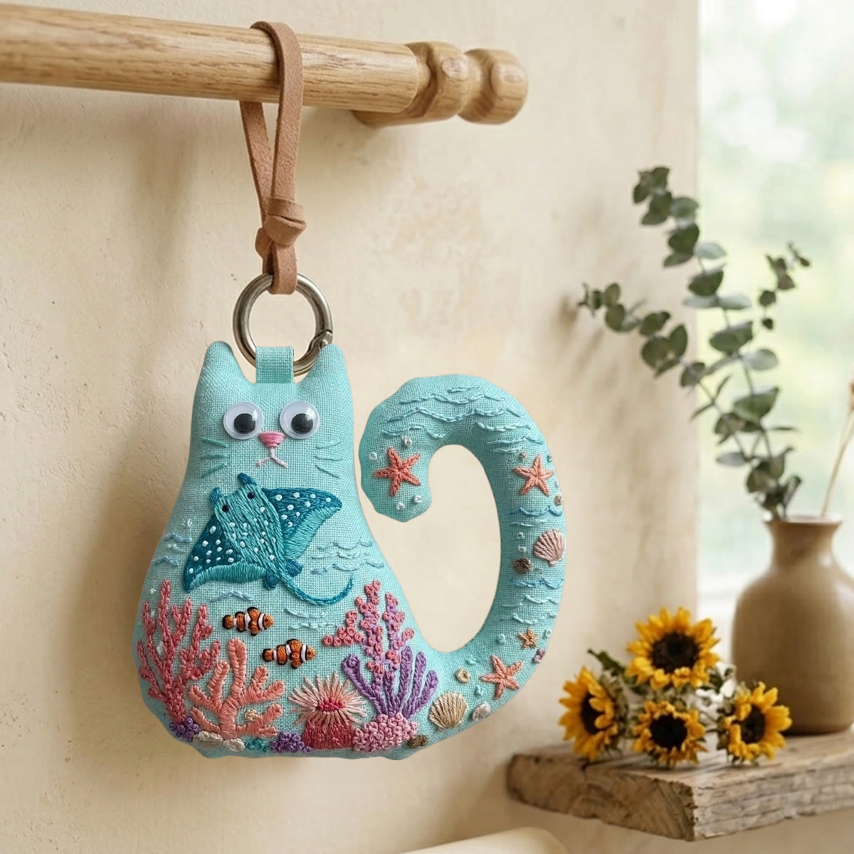 Rubbyoo Cat Embroidery Kit - Manta Ray | Hand Stitched Craft | Vibrant Home Ornament - image 3