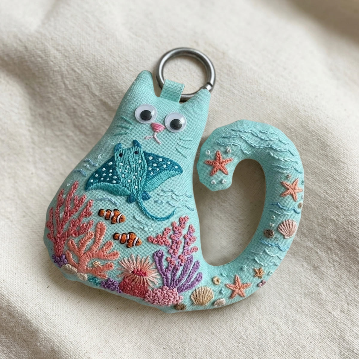 Rubbyoo Cat Embroidery Kit - Manta Ray | Hand Stitched Craft | Vibrant Home Ornament - image 6