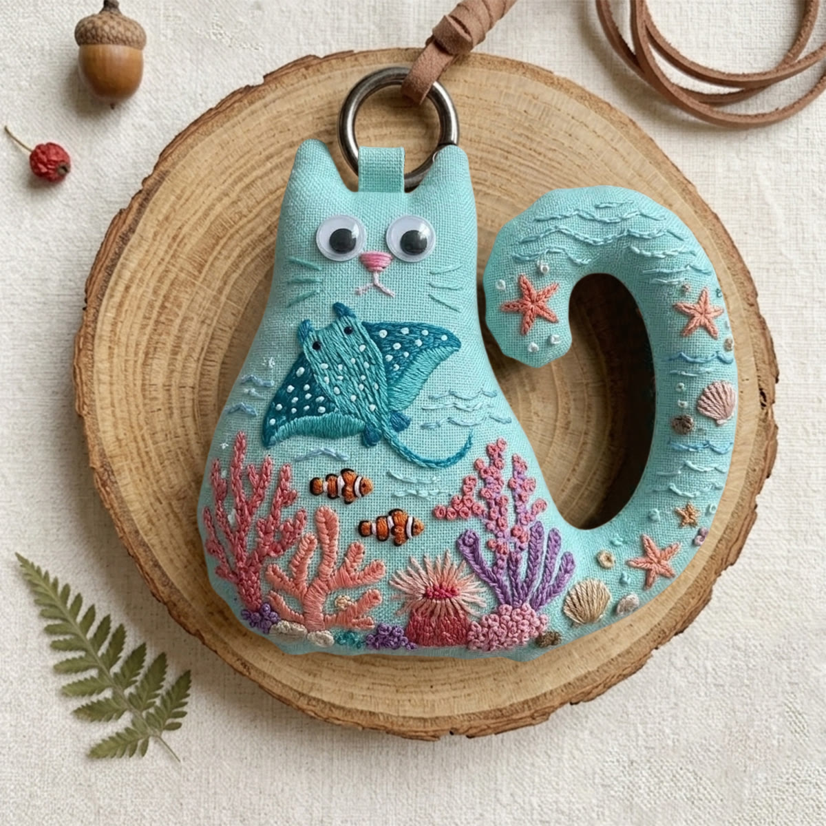 Rubbyoo Cat Embroidery Kit - Manta Ray | Hand Stitched Craft | Vibrant Home Ornament - image 2