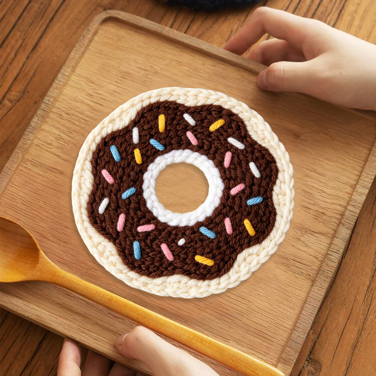 Cute Doughnut Punch Needle Kit - Hand-stitched Present For Her  | Special Dessert Theme Mug Rug - image 2