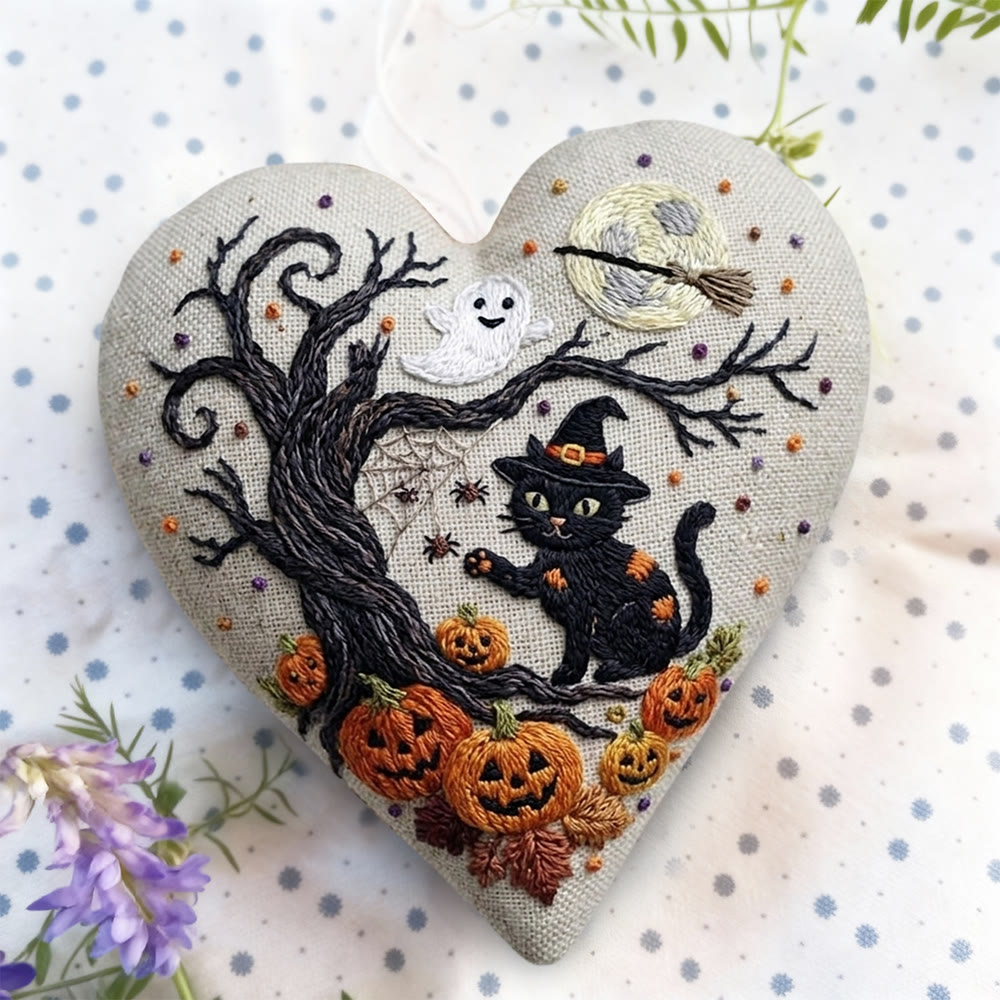 Rubbyoo Heart Embroidery Kit - Magical Cat Wizard | Intricate Gothic Style Pattern | Halloween Bag Accessory - image 5