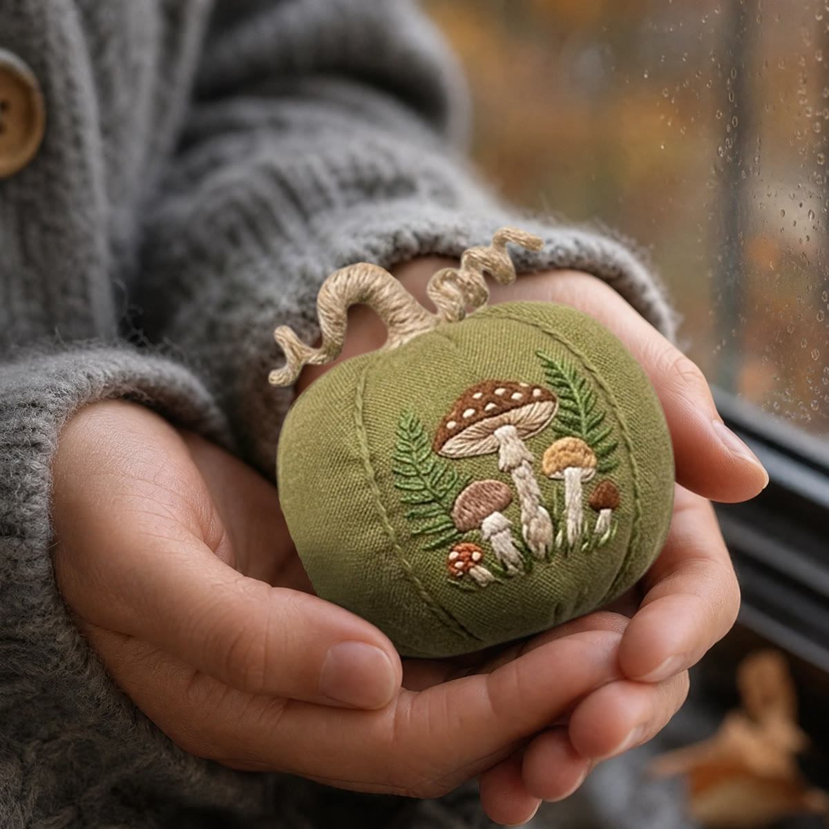 Rubbyoo Halloween Pumpkin Embroidery Kit - Botanical Collection | Artistic Festival Garden Accent | Exquisite Flowers & Mushroom Pattern - image 4