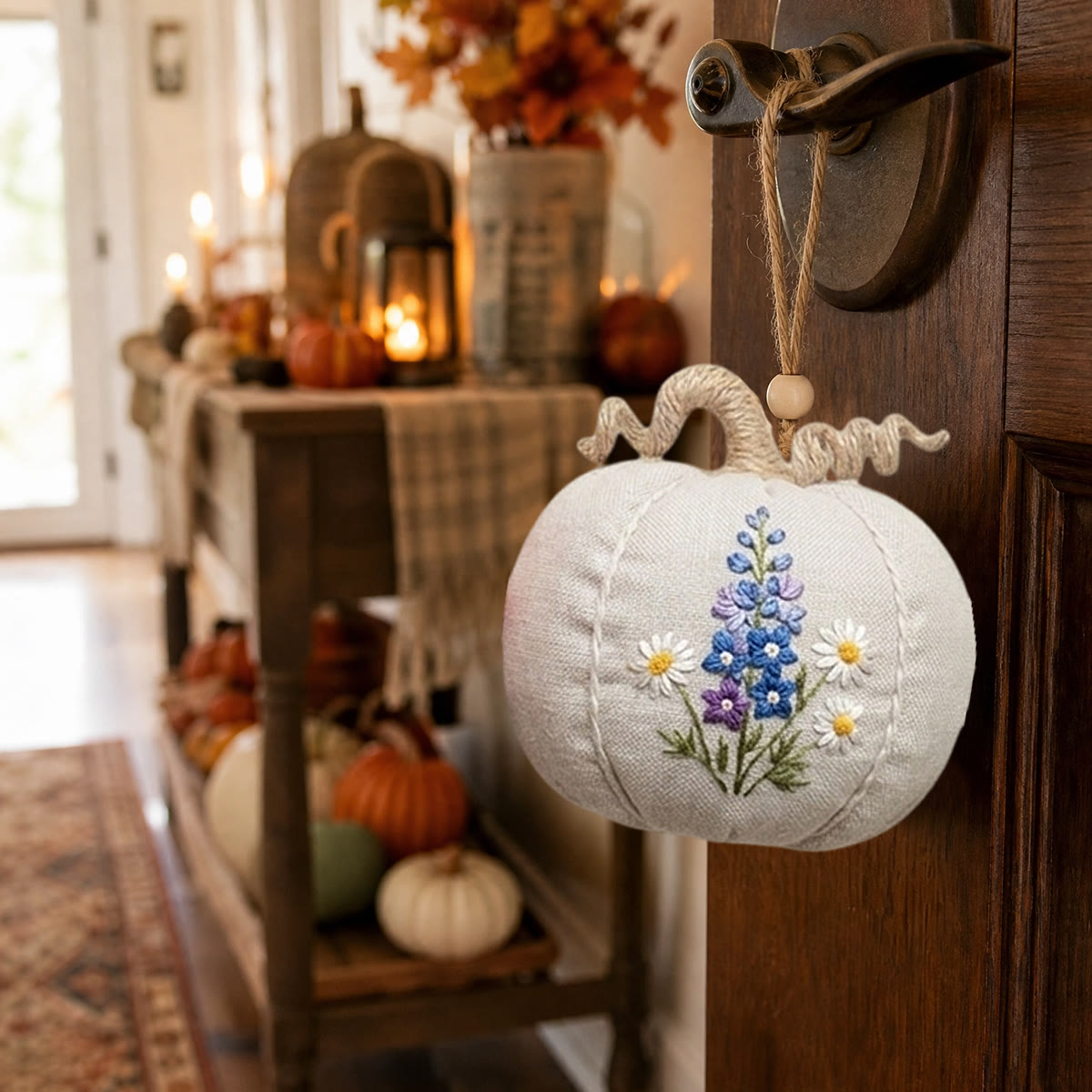 Rubbyoo Halloween Pumpkin Embroidery Kit - Botanical Collection | Artistic Festival Garden Accent | Exquisite Flowers & Mushroom Pattern - image 5
