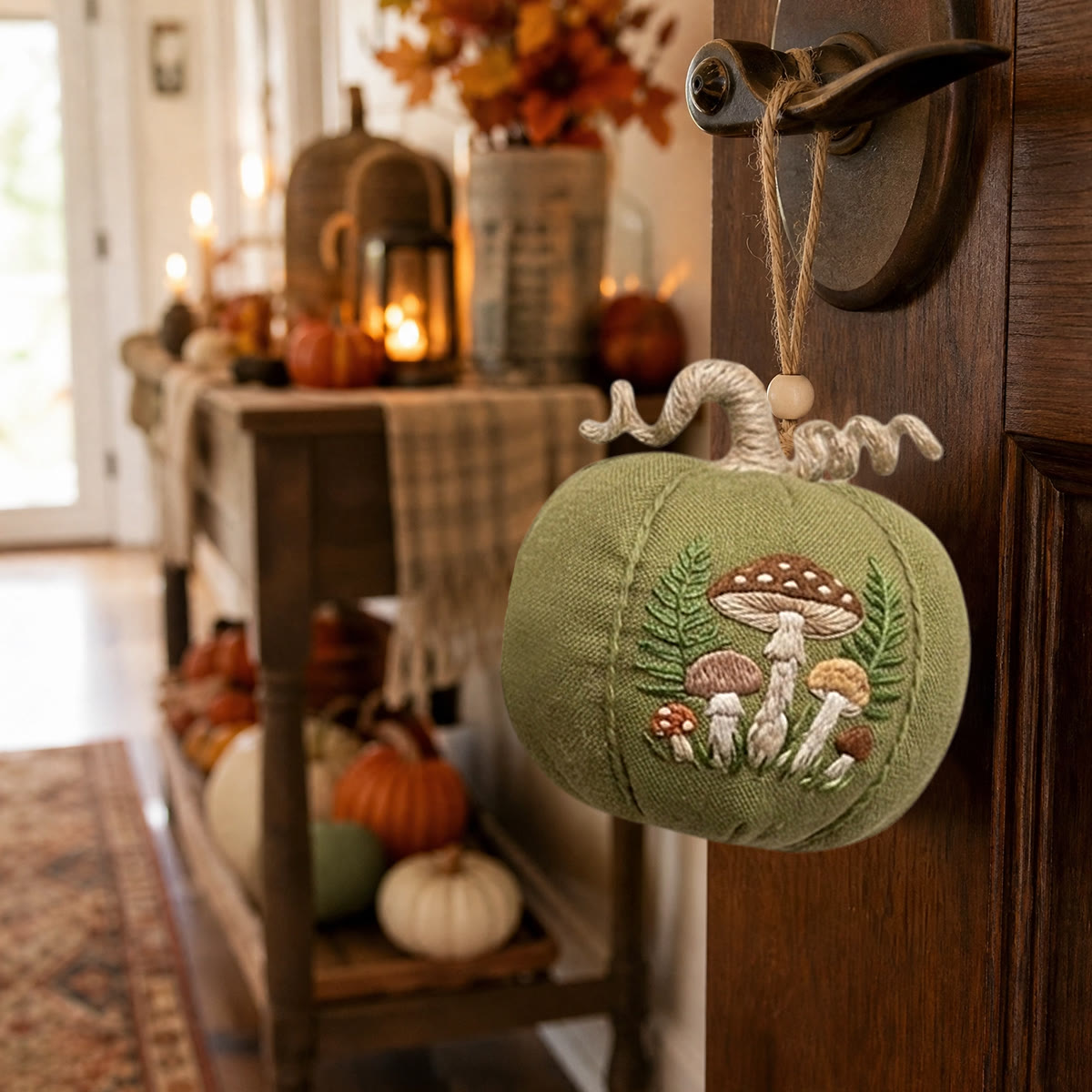 Rubbyoo Halloween Pumpkin Embroidery Kit - Botanical Collection | Artistic Festival Garden Accent | Exquisite Flowers & Mushroom Pattern - image 7