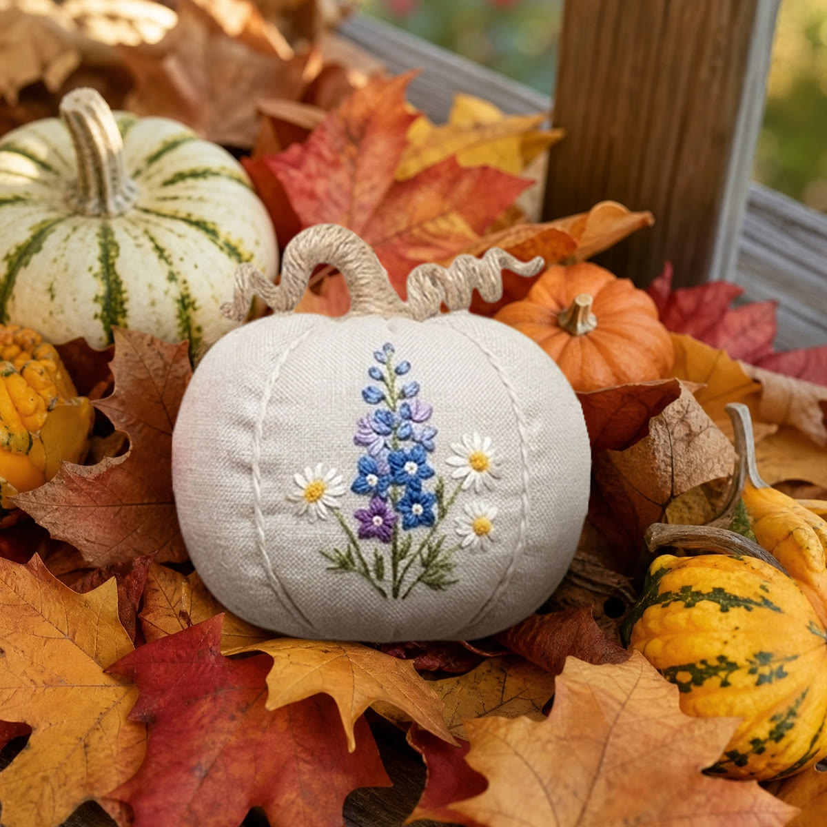 Rubbyoo Halloween Pumpkin Embroidery Kit - Botanical Collection | Artistic Festival Garden Accent | Exquisite Flowers & Mushroom Pattern - image 8