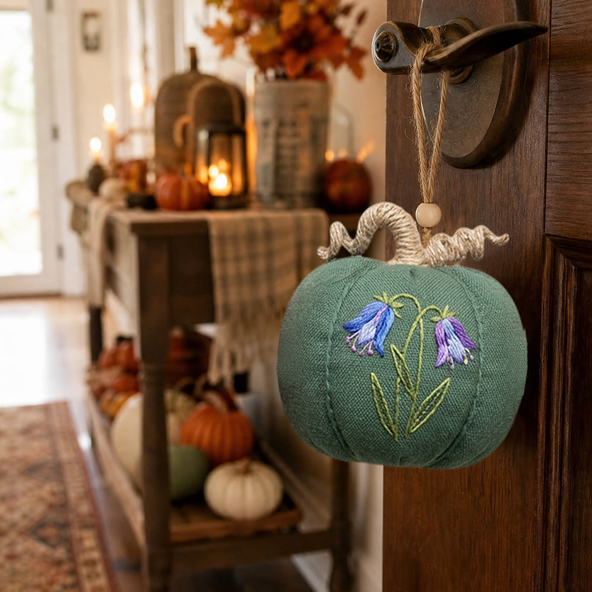 Rubbyoo Halloween Pumpkin Embroidery Kit -  Bouquet Collection | Halloween Wall Hanging Art | Various Pretty Flowers Motif - image 3