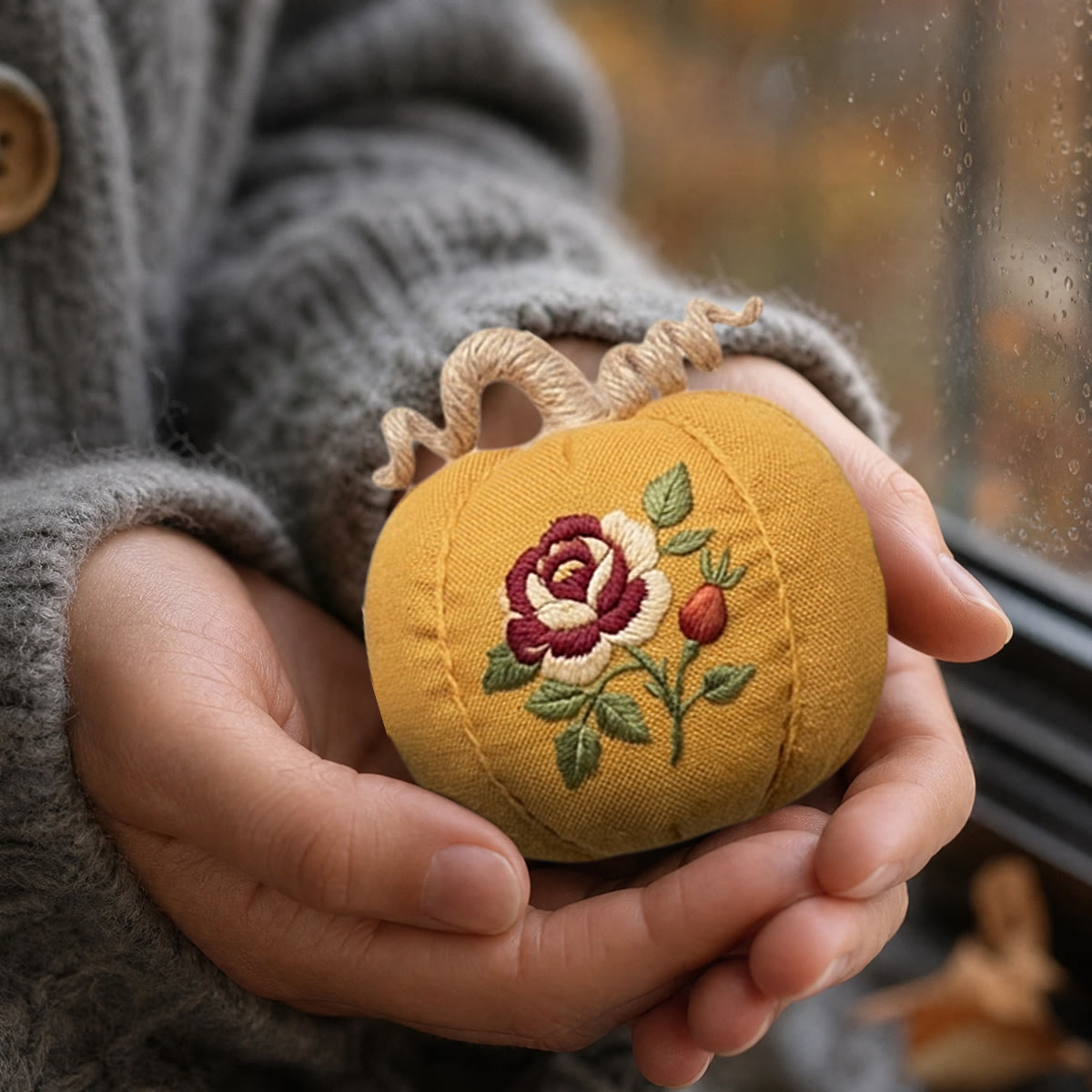 Rubbyoo Halloween Pumpkin Embroidery Kit -  Floral Song | Easy-to-do Hallowmas Style Decor | Elegant Flowers Vibe Gift For Her - image 3