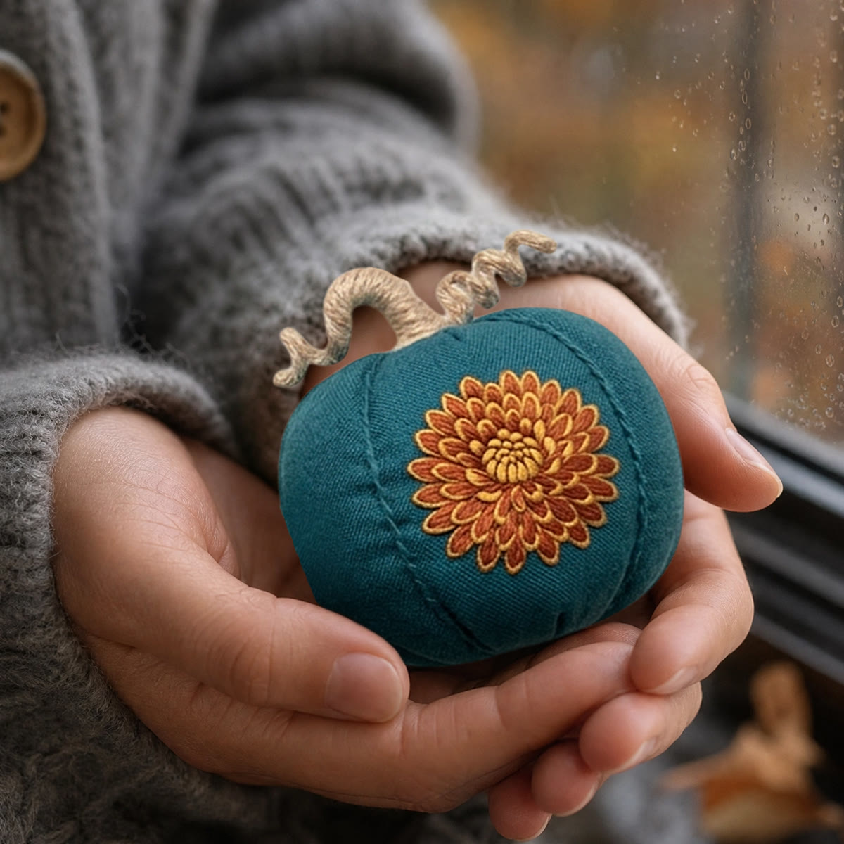 Rubbyoo Halloween Pumpkin Embroidery Kit -  Floral Song | Easy-to-do Hallowmas Style Decor | Elegant Flowers Vibe Gift For Her - image 2
