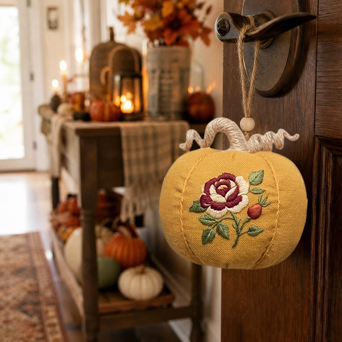 Rubbyoo Halloween Pumpkin Embroidery Kit -  Floral Song | Easy-to-do Hallowmas Style Decor | Elegant Flowers Vibe Gift For Her - image 5