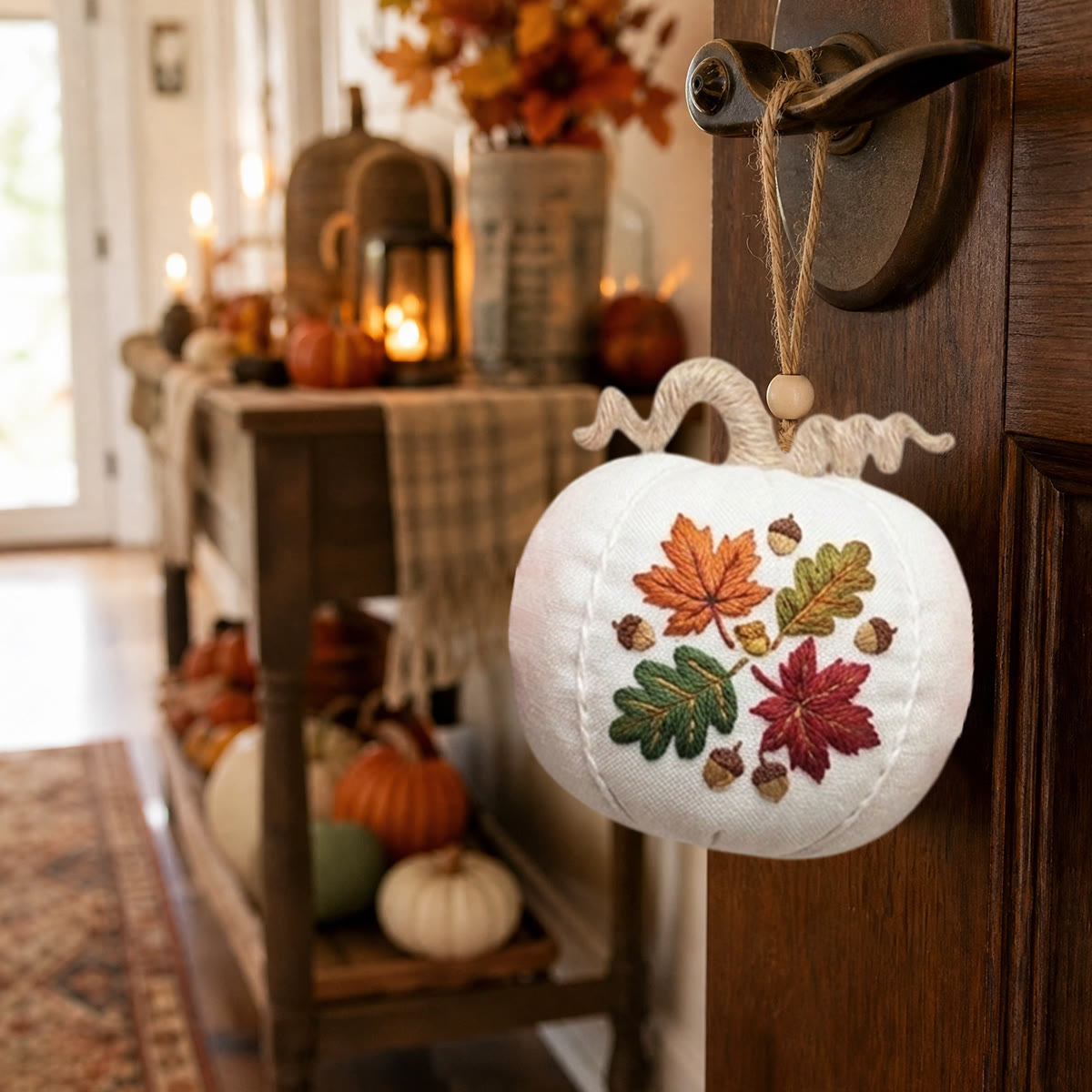 Rubbyoo Halloween Pumpkin Embroidery Kit -  Cute Ghost & Fall Pumpkins | Special Hand-stitiched Pumpkin Banner | Spooky Cute Ghost Ornament - image 5