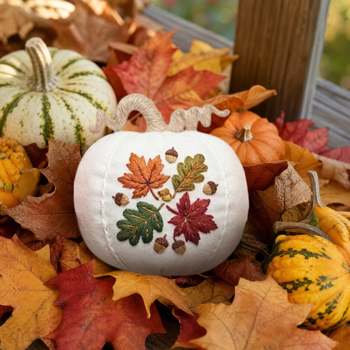 Rubbyoo Halloween Pumpkin Embroidery Kit -  Cute Ghost & Fall Pumpkins | Special Hand-stitiched Pumpkin Banner | Spooky Cute Ghost Ornament - image 6