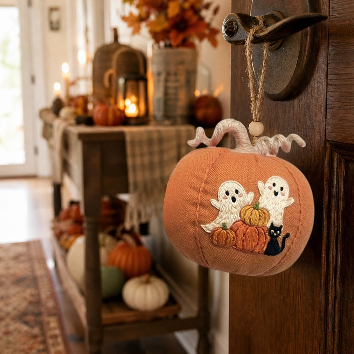 Rubbyoo Halloween Pumpkin Embroidery Kit -  Cute Ghost & Fall Pumpkins | Special Hand-stitiched Pumpkin Banner | Spooky Cute Ghost Ornament - image 8