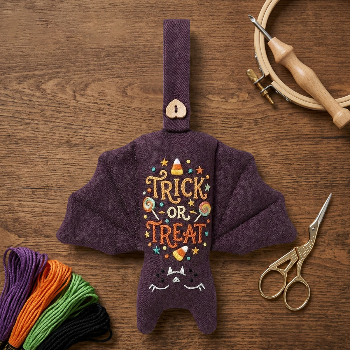 Rubbyoo Bat Embroidery Kit - Trick Or Treat | Gift For Kids | Halloween Tree Hanging - image 2