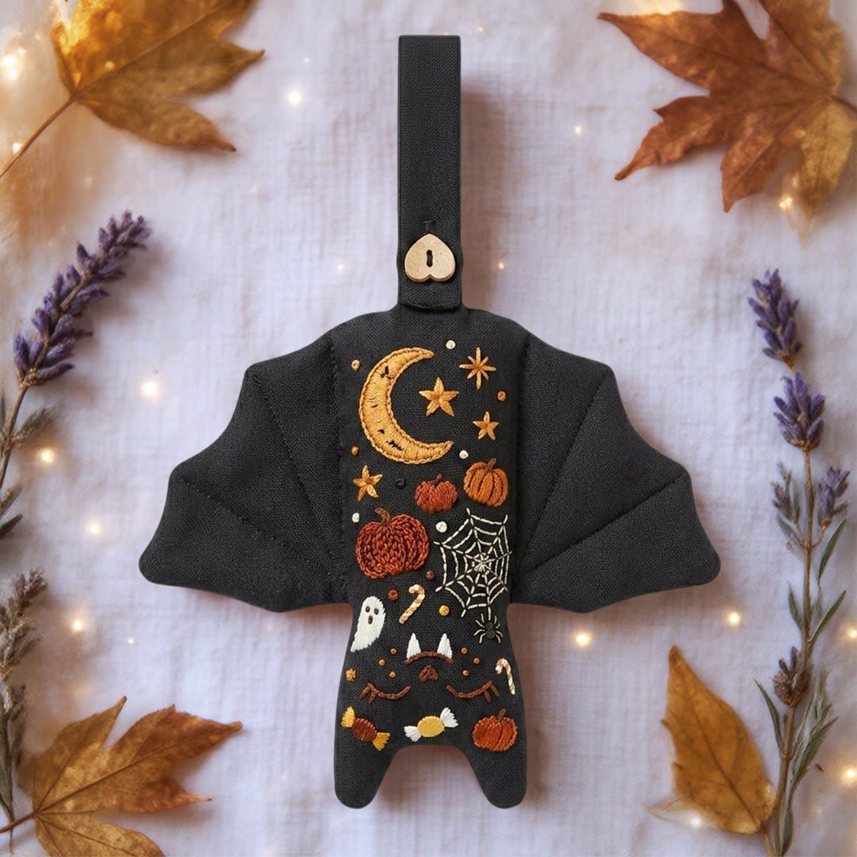 Rubbyoo Bat Embroidery Kit - Halloween Sampler | Spooky Gift For Friend | Cozy Autumn Home Decor - image 5