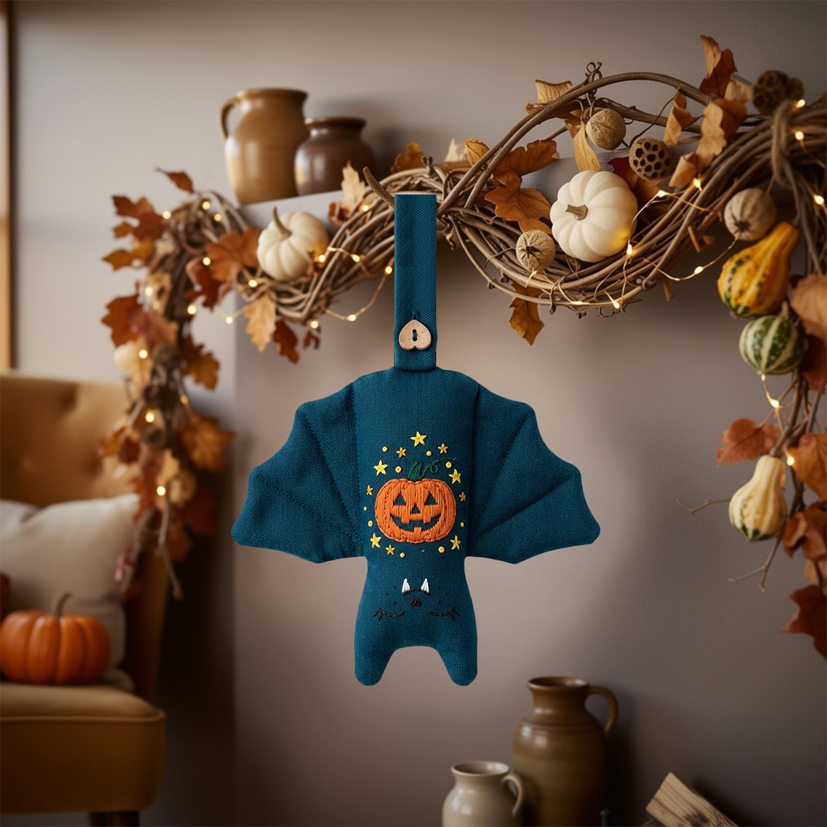 Rubbyoo Bat Embroidery Kit - Jack-o'-Lantern | Spooky Cute Gift | Halloween Tree Ornament - image 9