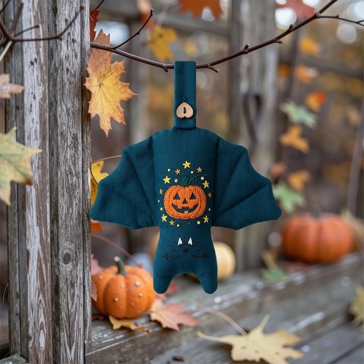 Rubbyoo Bat Embroidery Kit - Jack-o'-Lantern | Spooky Cute Gift | Halloween Tree Ornament - image 4