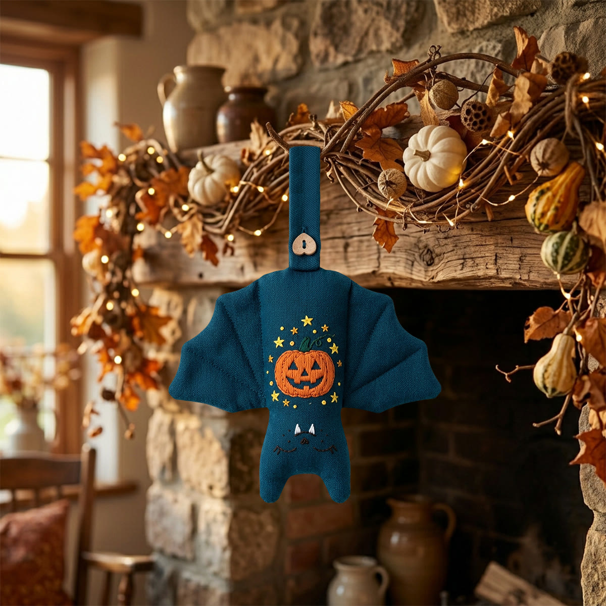 Rubbyoo Bat Embroidery Kit - Jack-o'-Lantern | Spooky Cute Gift | Halloween Tree Ornament - image 6