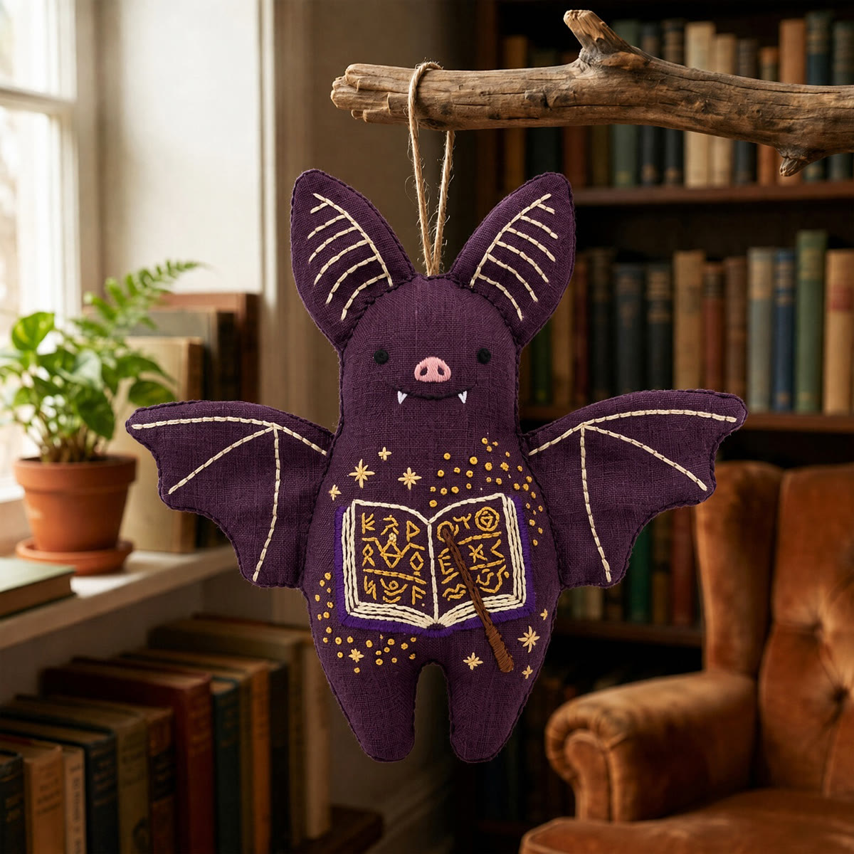 Rubbyoo Bat Embroidery Kit - Open Spell Book | Halloween Party Favor | Window Hanging Decor - image 2