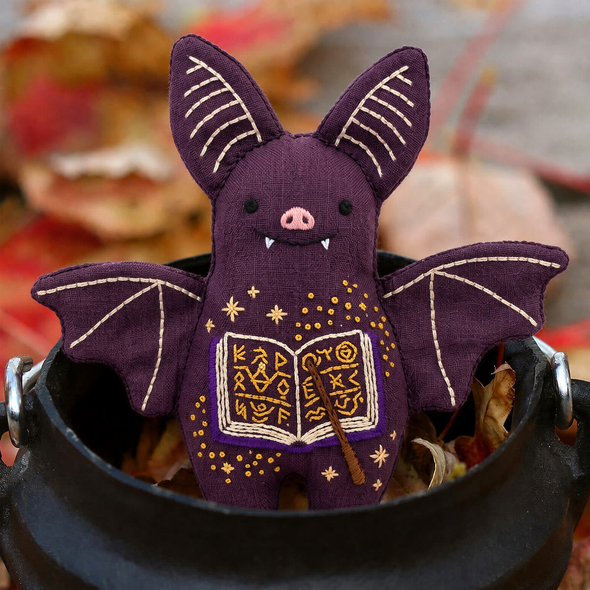 Rubbyoo Bat Embroidery Kit - Open Spell Book | Halloween Party Favor | Window Hanging Decor - image 9