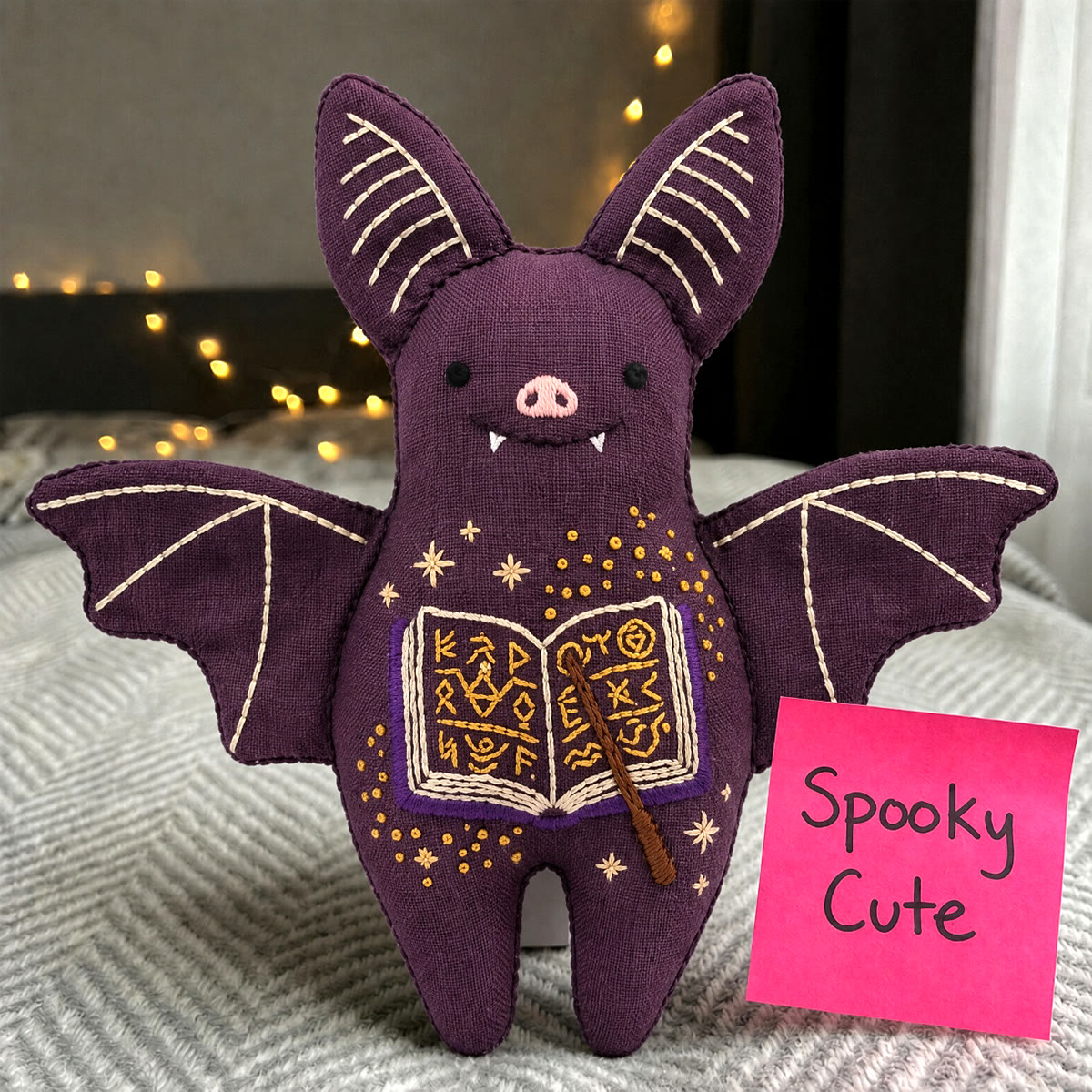 Rubbyoo Bat Embroidery Kit - Open Spell Book | Halloween Party Favor | Window Hanging Decor - image 6