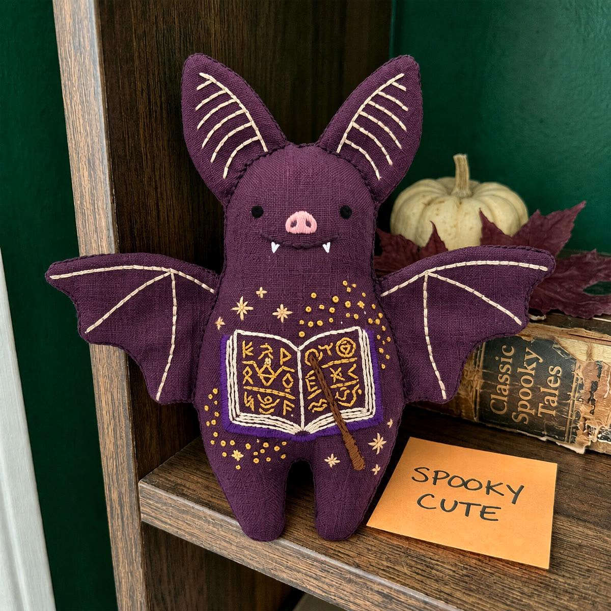 Rubbyoo Bat Embroidery Kit - Open Spell Book | Halloween Party Favor | Window Hanging Decor - image 3