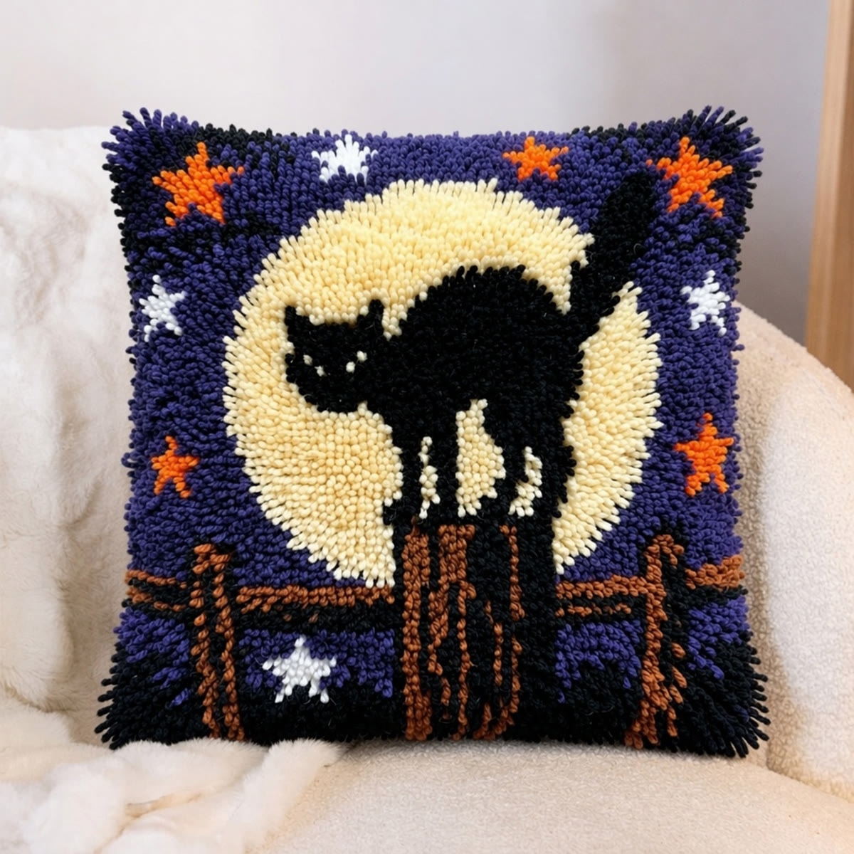Rubbyoo Latch Hook Pillow Kit - Mischievous Black Cat | Versatile Home Decor | Thoughtful Halloween Gift Idea - image 3