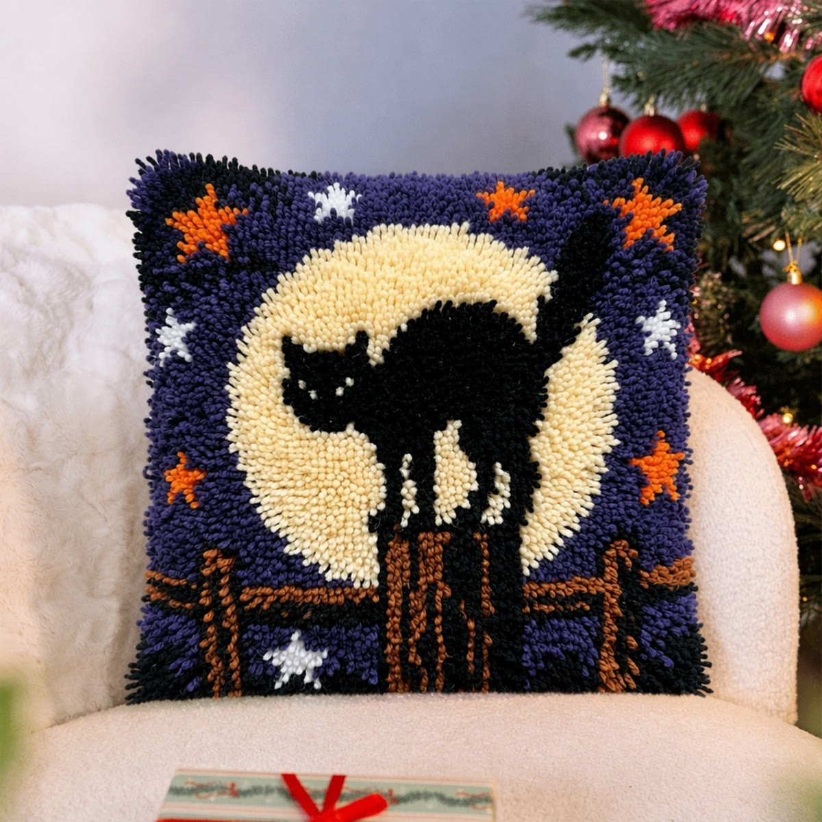 Rubbyoo Latch Hook Pillow Kit - Mischievous Black Cat | Versatile Home Decor | Thoughtful Halloween Gift Idea - image 5