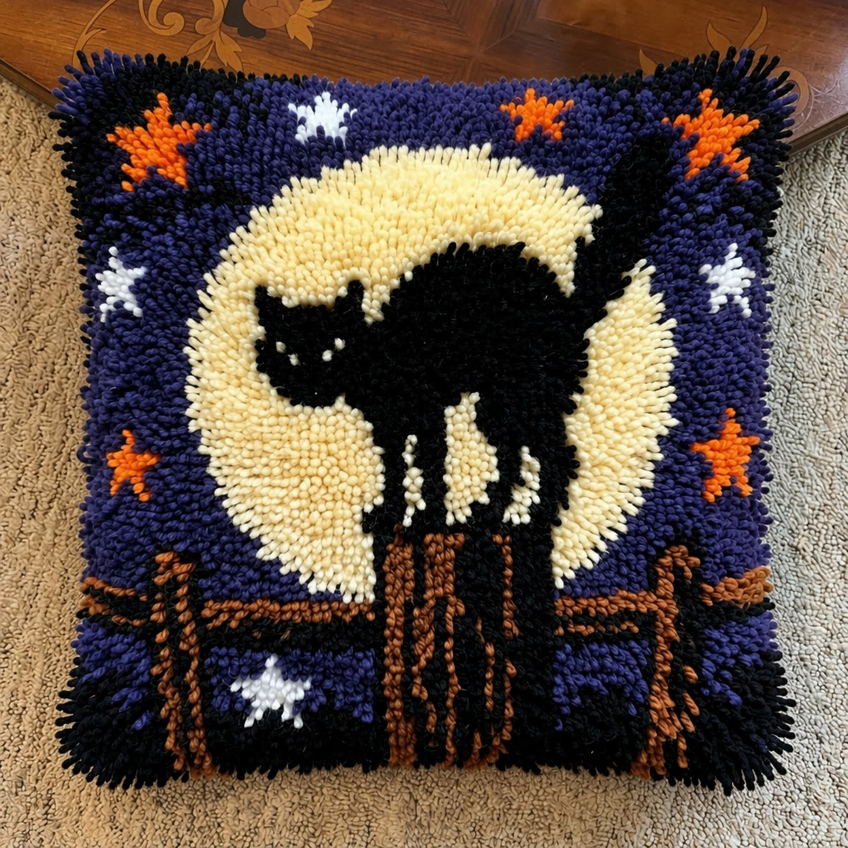 Rubbyoo Latch Hook Pillow Kit - Mischievous Black Cat | Versatile Home Decor | Thoughtful Halloween Gift Idea - image 8