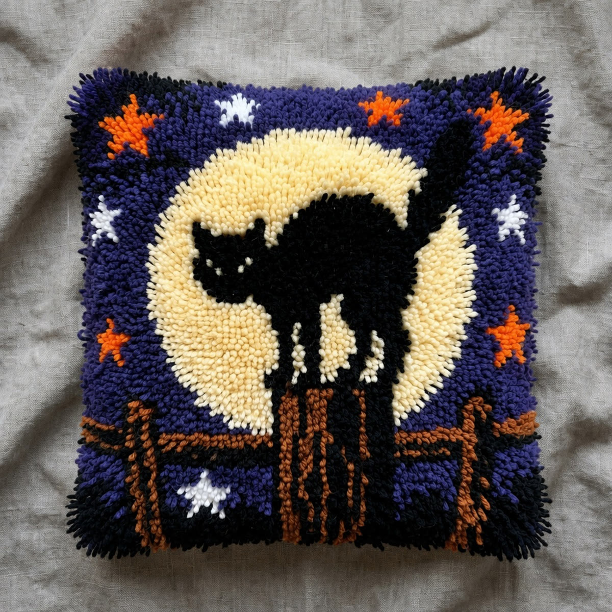Rubbyoo Latch Hook Pillow Kit - Mischievous Black Cat | Versatile Home Decor | Thoughtful Halloween Gift Idea - image 7