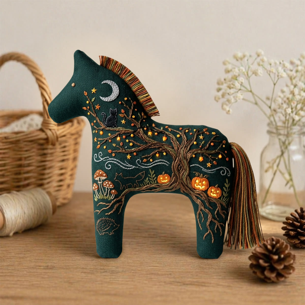 Rubbyoo Dala Horse Embroidery Kit - Ancient Tree With Roots | Halloween Handcrafted Gift | Whimsical Gothic Accessory - image 3