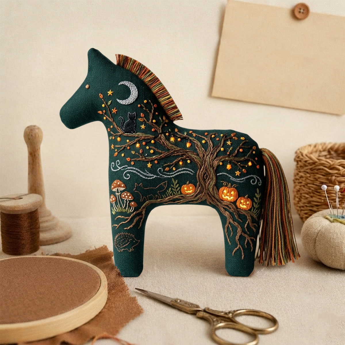Rubbyoo Dala Horse Embroidery Kit - Ancient Tree With Roots | Halloween Handcrafted Gift | Whimsical Gothic Accessory - image 2
