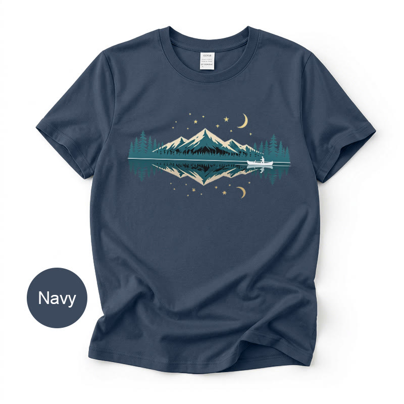 Rubbyoo Mountain Nightscape  Graphic Tee  - Perfect For Outdoor Adventure | Special Nature Theme Unisex  T-shirt - image 1